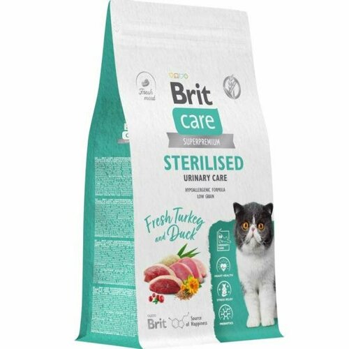 Brit Сухой корм Care Cat Sterilised Urinary с индейкой и уткой для стерилизованных кошек, 7кг