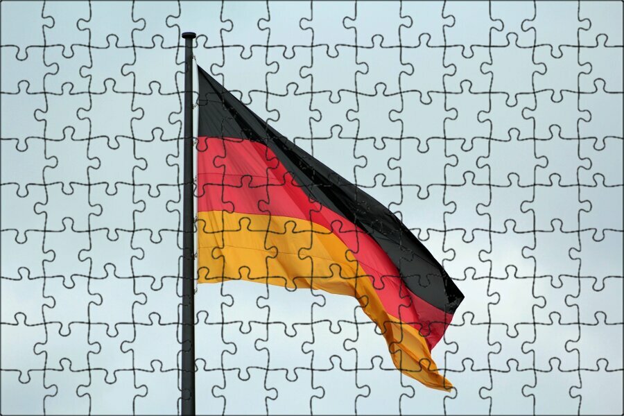 Магнитный пазл "Флаг германии, знамя, флаг" на холодильник 27 x 18 см.