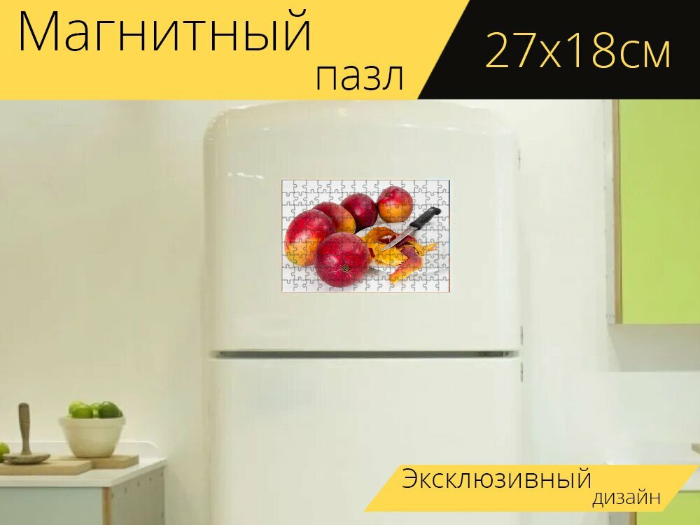 Магнитный пазл "Манго, тропический фрукт, сочный" на холодильник 27 x 18 см.