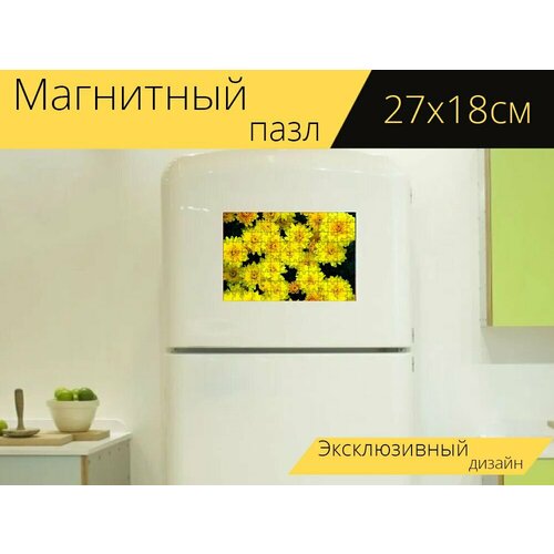 Магнитный пазл Цветы, желтый, цвести на холодильник 27 x 18 см. магнитный пазл подсолнухи цвести желтый на холодильник 27 x 18 см