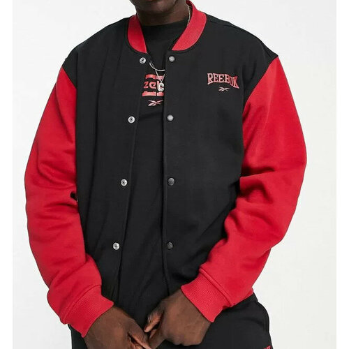Куртка спортивная Reebok CL BBALL VARSITY, размер L, черный, красный куртка mishka retro destory varsity jacket navy m