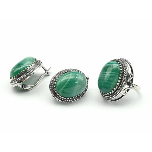 Комплект бижутерии: кольцо, серьги, агат, размер кольца 17, мультиколор кольцо агат агат размер 17 зеленый