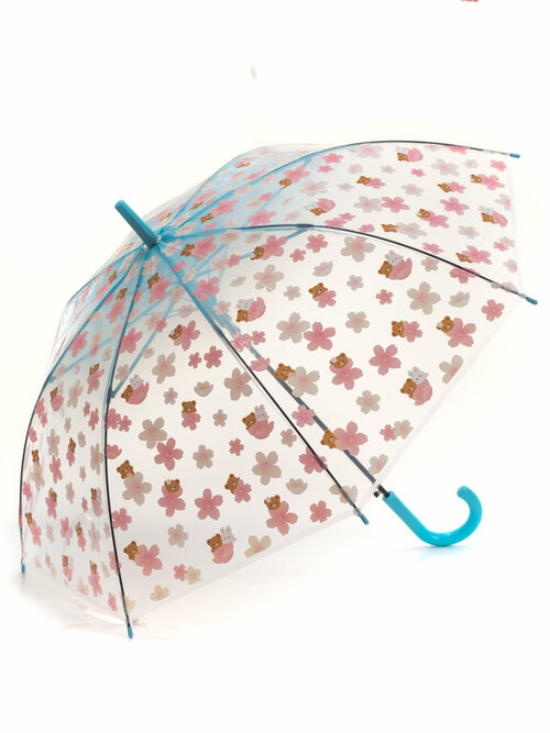 Зонт-трость Бим-Бом, полуавтомат, купол 90 см, 8 спиц, прозрачный, для женщин, мультиколор