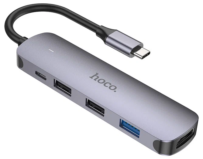 Hoco HB27/ Type-C хаб 5в1 (USB-C + 2 x USB2.0 + USB3.0 + HDMI) хаб для MacBook Apple и Windows