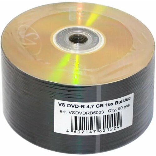 Диск DVD-R VS 4.7 Gb, 16x, Bulk (50), (50/600) VSDVDRB5003 диски dvd r vs 4 7 gb 16x bulk термоусадка без шпиля комплект 50 шт vsdvdrb5001 арт 511537