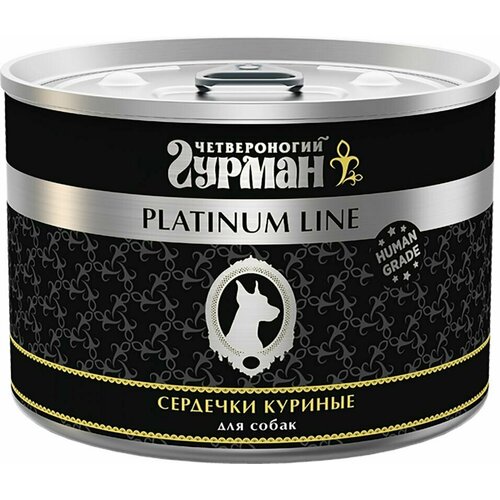 Влажный корм для собак Четвероногий Гурман Platinum line Сердечки куриные 525г х3шт