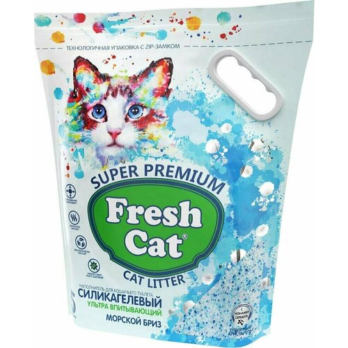 Наполнитель силикагелевый для кошачьего туалета Fresh Cat с ароматом Морской бриз 5л 1 шт