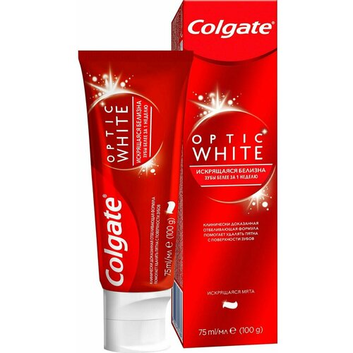Colgate / Зубная паста Colgate Optic White Искрящаяся Белизна отбеливающая 75мл 2 шт