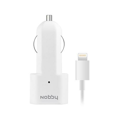 Автомобильное ЗУ 1USB 1.2 А Nobby Comfort 014-001+ кабель 8pin Lightning SoftTouch белый Nobby MFI