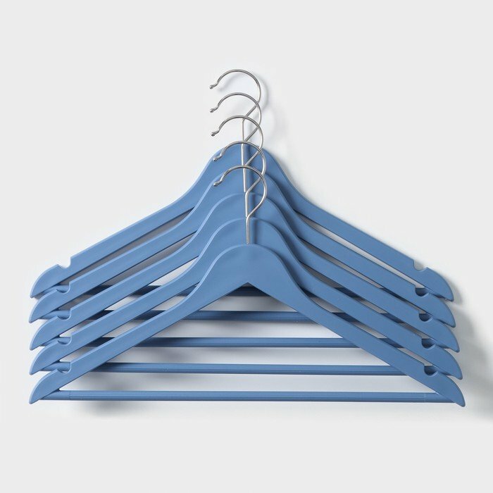 Плечики для одежды с перекладиной 425×23 см 5 шт пластик цвет синий (комплект из 2 шт)