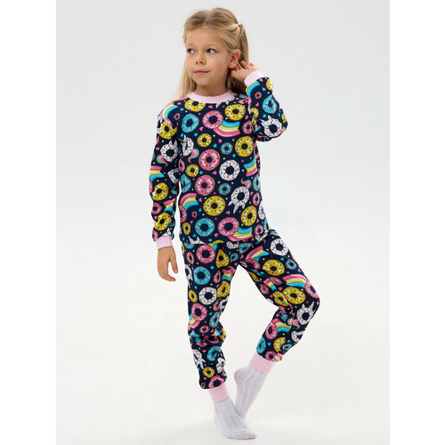 Пижама Дети в цвете, размер 32-116, синий, розовый