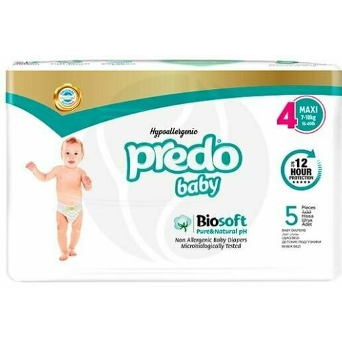 Predo Baby Подгузники детские, размер 4, 7-18 кг, 5 шт