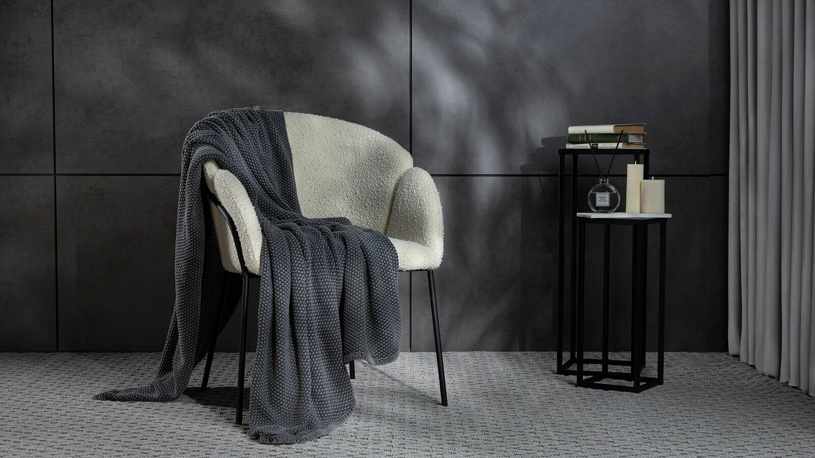 фото Плед вязаный Universal (петля) 130*180, серый меланж