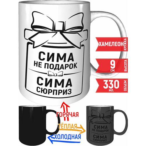 Кружка Сима не подарок Сима сюрприз - с проявлением картинки от тепла