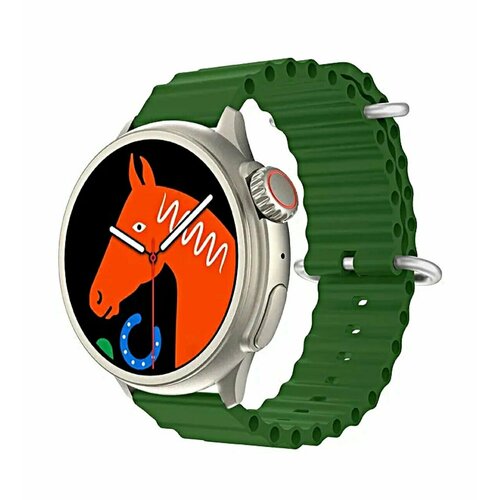 Умные часы круглые, Smart Watch HW 3 ULTRA MAX Зеленые, Flupsic