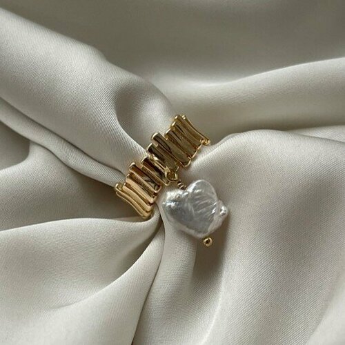 фото Кольцо pansy, жемчуг пресноводный, безразмерное, белый