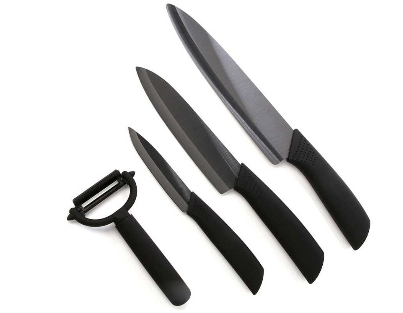 Набор HuoHou 4 in 1 ceramic, 3 ножа и овощечистка (HU0010), Черный