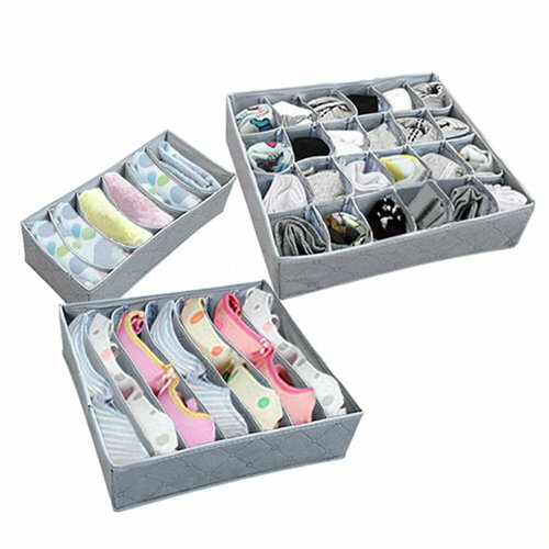 Органайзер для белья и носков, набор 3 штуки, большие, средние, малые ячейки