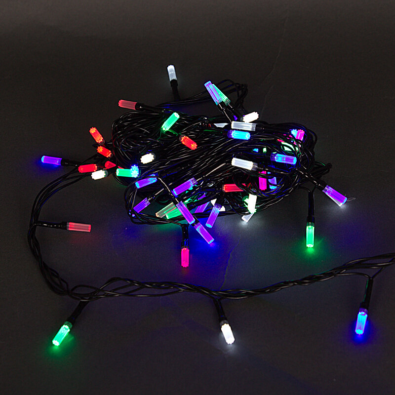 Гирлянда светодиодная A-217 светодиодная гирлянда 9м 100 LED с контролллером, с насадками "цилиндр", черный провод.