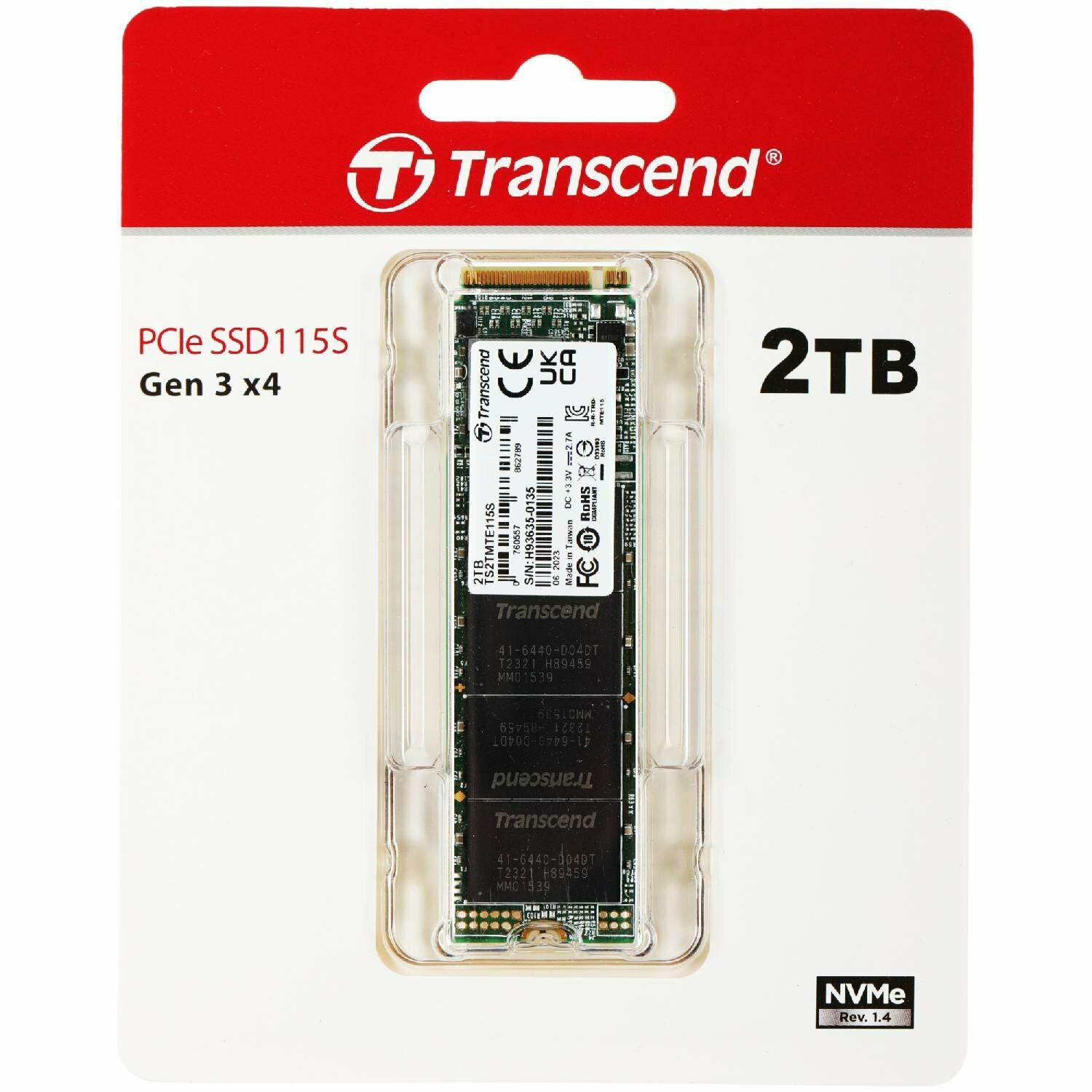 Твердотельный накопитель Transcend 115S 2048ГБ, M.2 2280, PCI-E 3.0 x4, M.2 TS2TMTE115S - фото №4