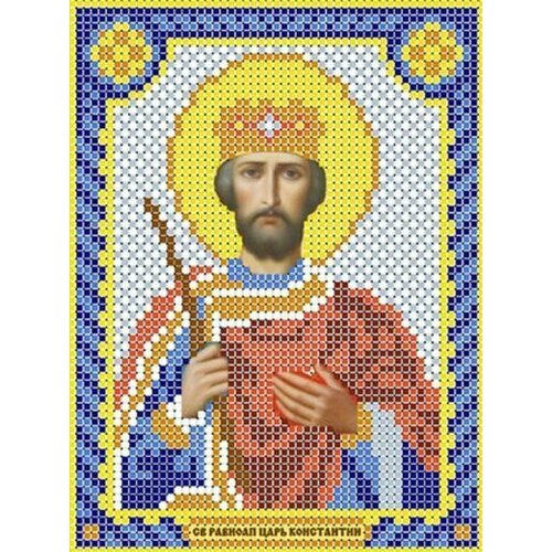Схема для вышивания бисером (без бисера), именная икона Святой Равноапостольный Царь Константин 12х16 см