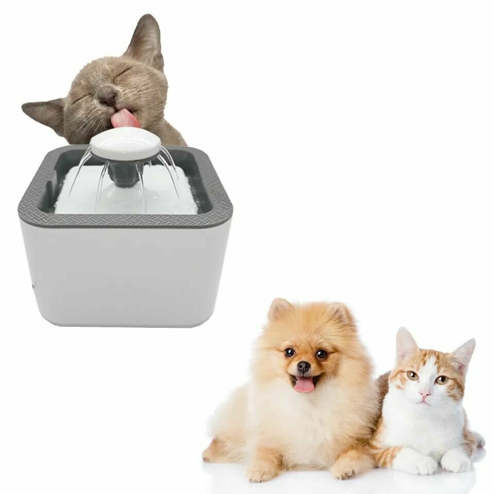 Поилка для домашних животных фонтан/ поилка для кошек, собак, кроликов 2,5 литра с фильтром