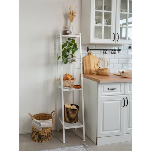 Стеллаж металлический лофт аналог икеа, 4-х ярусный, для ванной, кухни, для цветов / белый