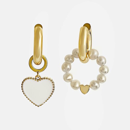 Серьги-трансформеры Pinkcode studio эмаль размер 20 мм золотой белый желтый 3800₽