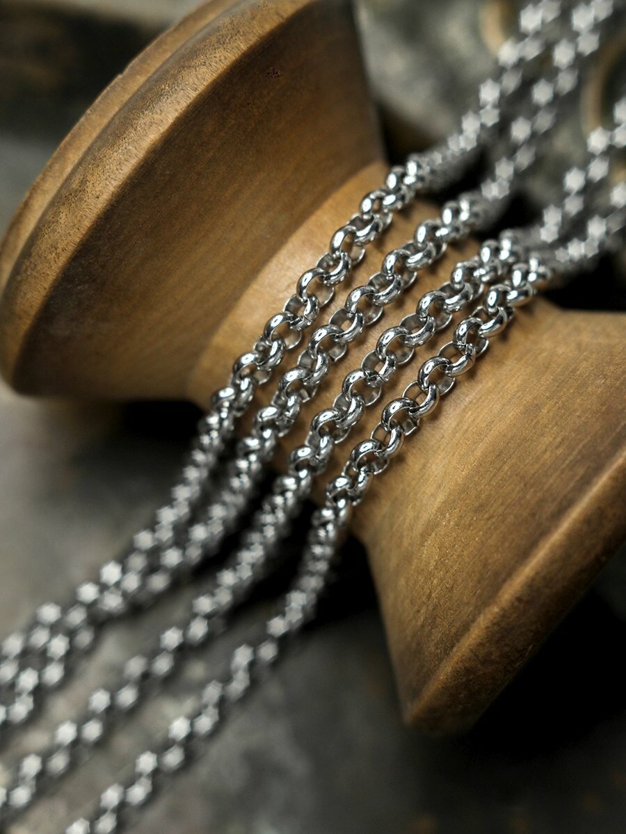 Цепь декоративная для бижутерии 2 м / цепочка для рукоделия /фурнитура для украшений, нержавеющая сталь, цвет стальной, 3x1 мм