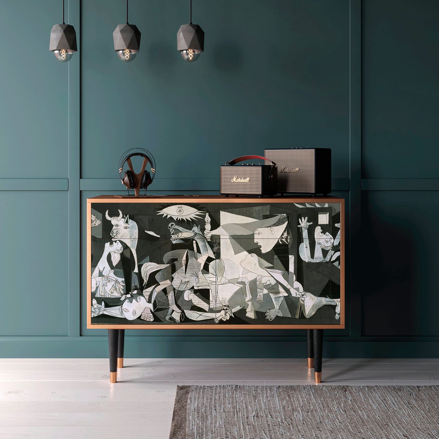Комод - STORYZ - BS4 Guernica by Pablo Picasso, Размер - 115 x 85 x 48 см, Цвет корпуса - Орех