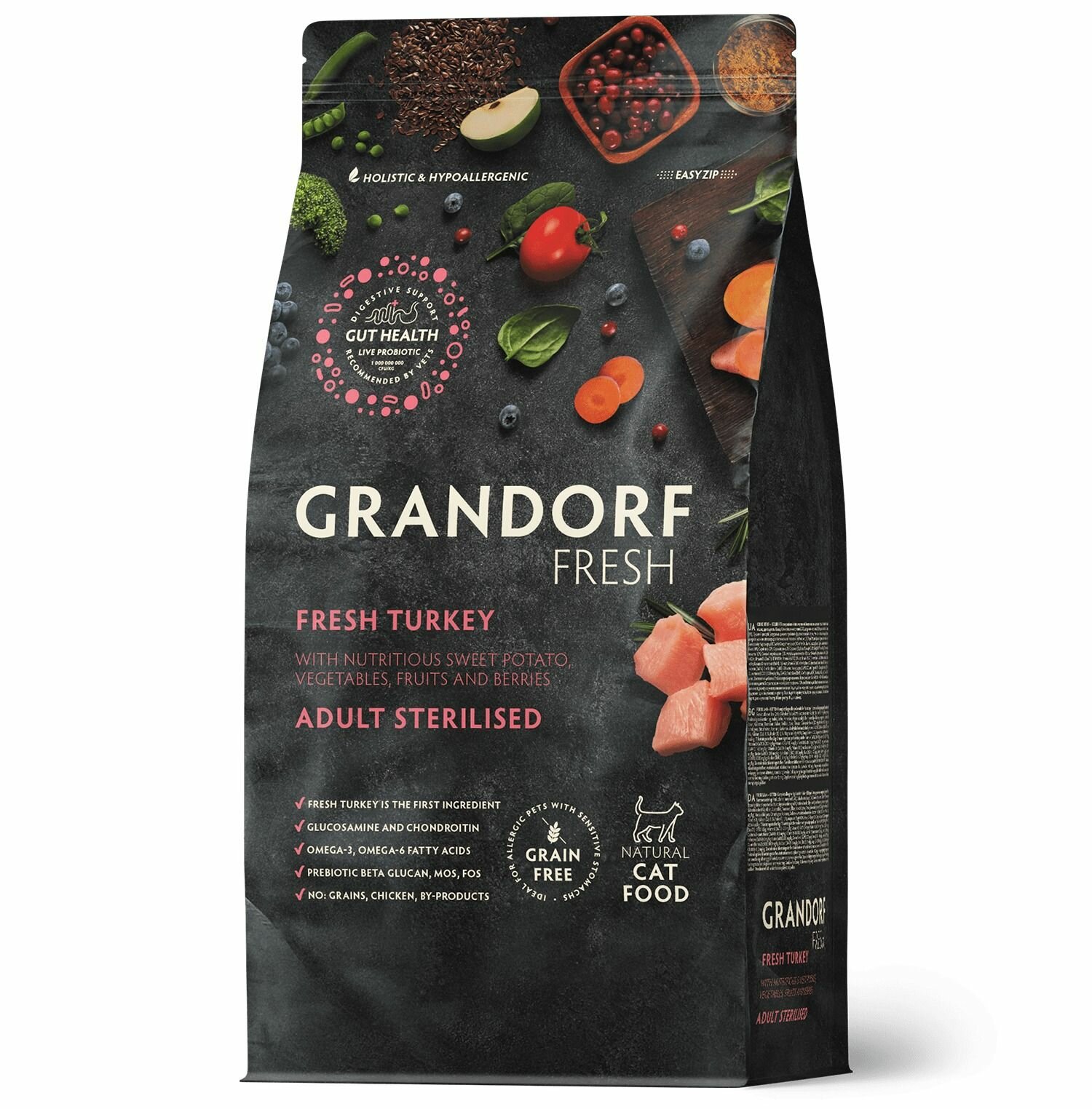 Сухой корм GRANDORF Fresh для стерилизованных или пожилых кошек, с индейкой и бататом, 2 кг