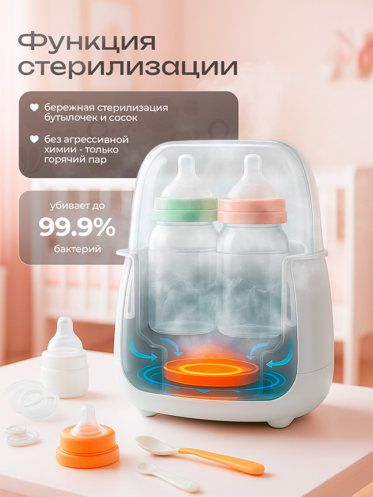 Стерилизатор для бутылочек и сосок, подогреватель детского питания TITAVIN TI-BFH001 — фото 1