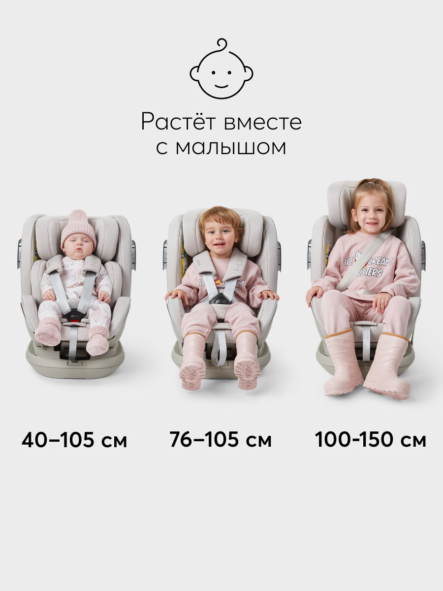 Автокресло детское от 0-12 лет, поворот на 360, I-Unix Happy Baby, группа 0+/1/2/3 (0-36 кг), экокожа, темно-зеленое — фото 1