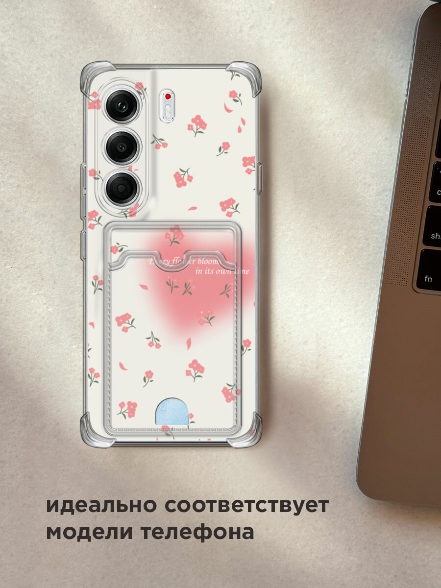 Чехол на Tecno Camon 40 Pro 5G (Текно Камон 40 Про 5G) с картой и принтом "Blooms in time pink" — фото 1