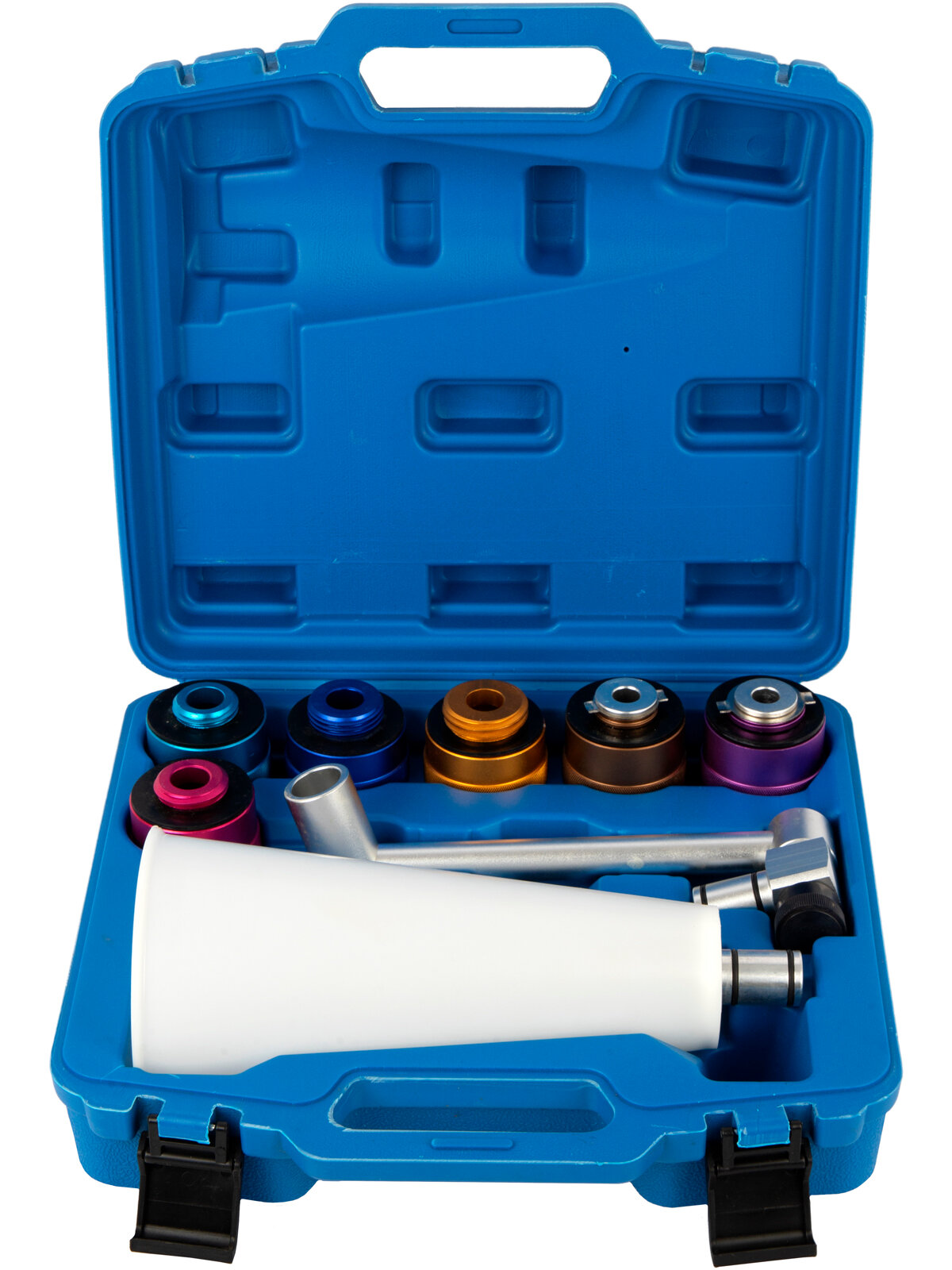 Воронка для заливки масла с адаптерами  Набор для заливки моторного масла 8 предметов WIEDERKRAFT WDK 2140074