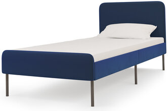 Каркас кровати селенга с реечным основанием, спальное место 90х200 см, размер 94х206 см, обивка: велюр, темно-синий