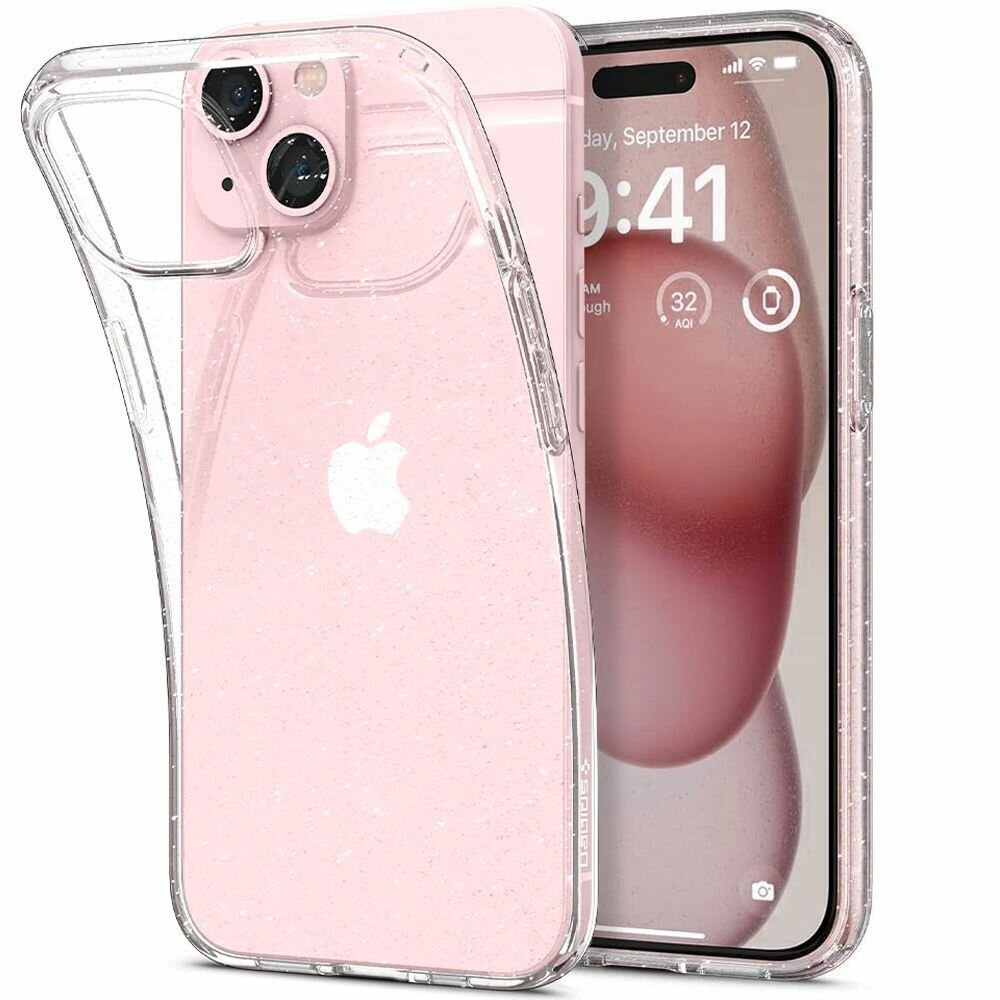 Защитный чехол Spigen LIQUID CRYSTAL для iPhone 15 Glitter Clear