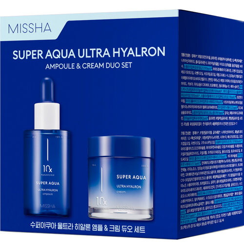 Missha Набор Super Aqua Ultra Hyalron увлажняющий крем для лица missha aqua ultra hyalron сыворотка для увлажнения и гладкости в подарок 70 мл 47 мл