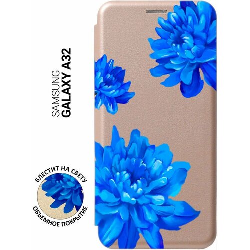 Чехол-книжка на Samsung Galaxy A32, Самсунг А32 с 3D принтом Amazing Asters золотистый чехол книжка на samsung galaxy a40 самсунг а40 с 3d принтом amazing asters золотистый