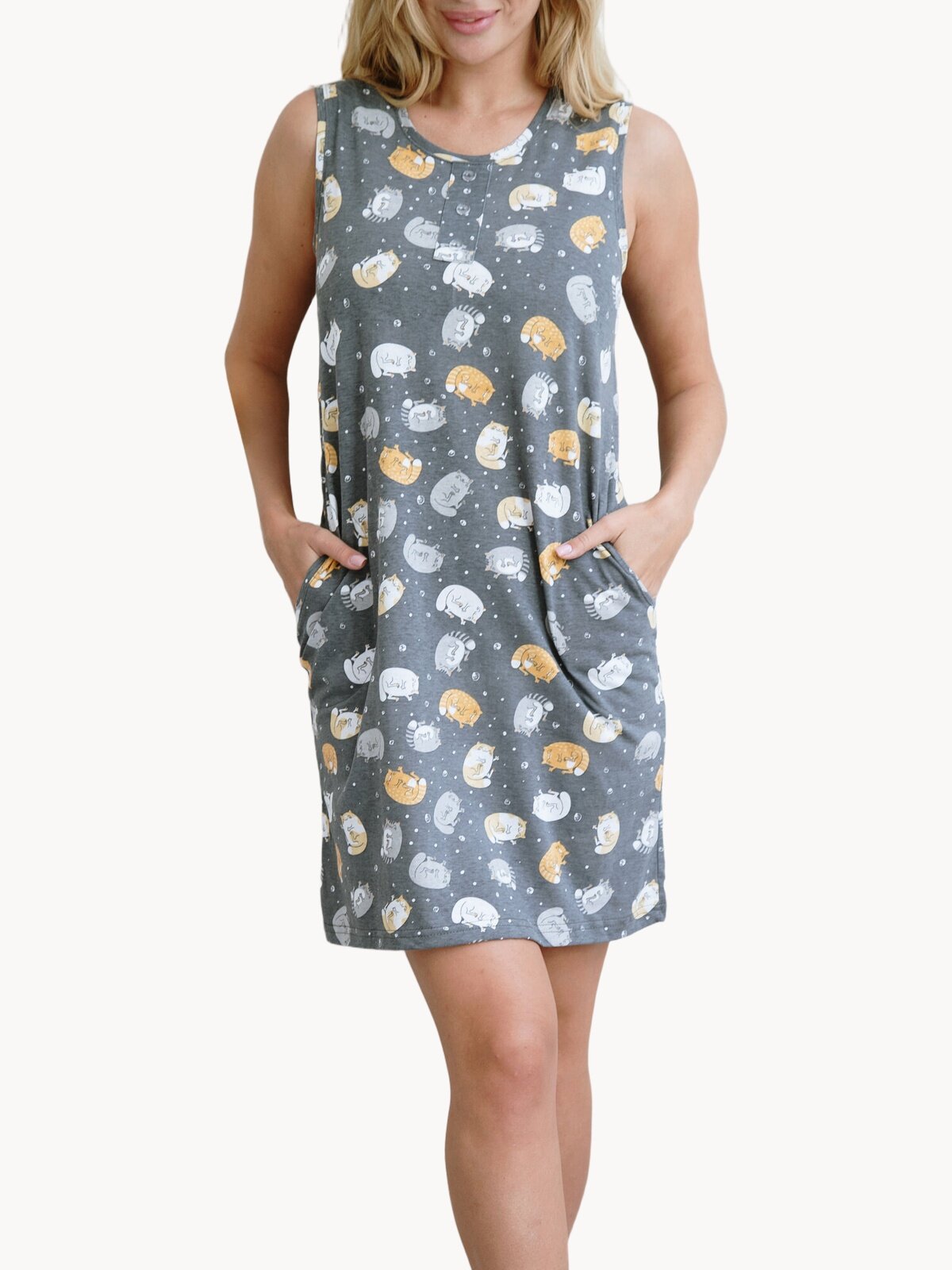 Туника Ohana market женская домашняя, размер 54, серый