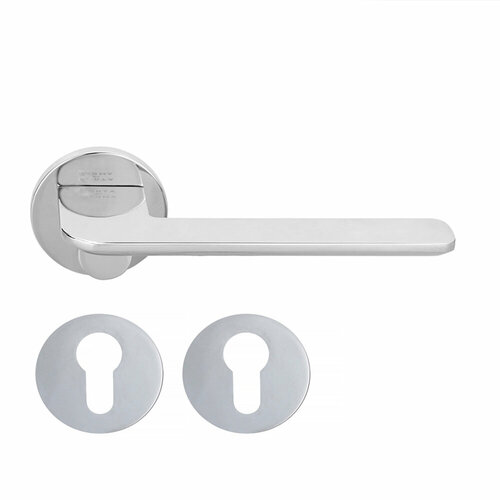 Дверная ручка межкомнатная с накладкой под цилиндр PORTA DI PARMA SLIM Полированный хром