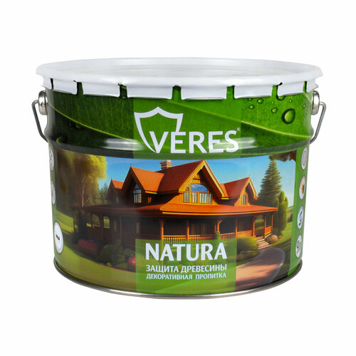 Декоративная пропитка для дерева Veres Natura, полуматовая, 9 л, белая