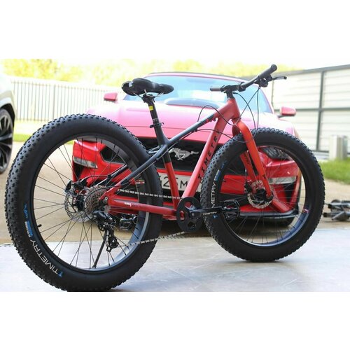 Велосипед Фэтбайк FATBIKE Timetry ТТ118 8s 26\' Алюминиевая рама Гидравлический тормоз Взрослый Подростковый. черный/красный