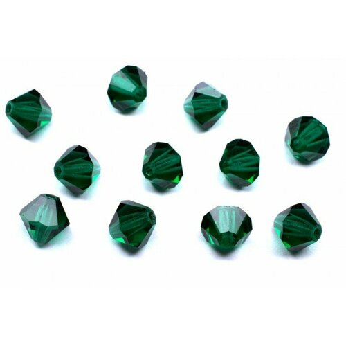 Бусины биконусы хрустальные 6мм, цвет EMERALD, 747-005, 10шт