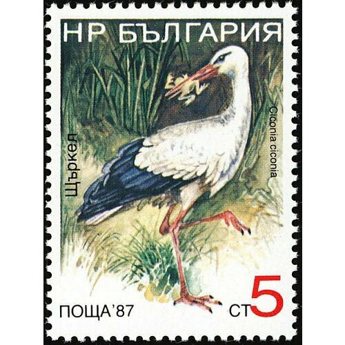 (1988-069) Марка Болгария Белый аист Птицы III Θ