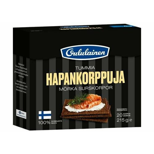 Oululainen Tummia Hapankorppuja темные ржаные хлебцы 215 г, (из Финляндии)