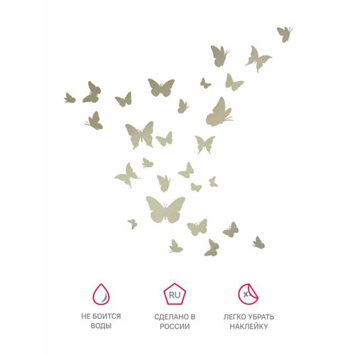 Комплект наклеек на стену бабочки, 28 шт