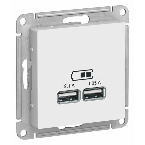 Systeme Electric AtlasDesign Лотос Розетка USB A+A, 5В/2,1 А, 2х5В/1,05 А, механизм ATN001333 atlasdesign usb розетка a a 5в 2 1 а 2х5в 1 05 а механизм сталь schneider electric atn000933