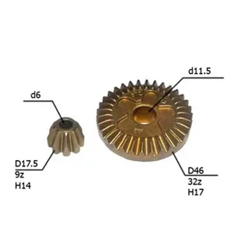 Коническая пара подходит для УШМ Bosch GWS 6-115, 6-125, 8-125 D-46x11,5 мм H-17 мм, d-17,5x6 мм h-14 мм (аналог 2609110150)