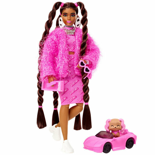 Кукла Barbie Экстра в розовом костюме HHN06 кукла mattel barbie экстра с розовыми косичками